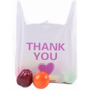 Sacchetto Riutilizzabile per la Spesa in Tessuto Bianco 12x19 Pollici con Manici e Design 'Thank You' per Piccoli Negozi di Alimentari e Attività Gastronomiche - Confezione da 50 - Product Image 5