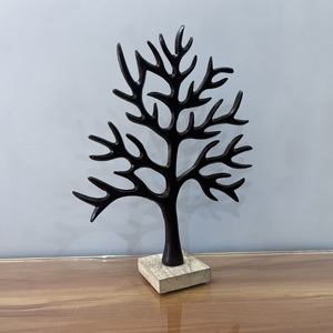 Modern Artisan Design Aluminum/Wood <b>Christmas</b> <b>Tree</b> Tabletop Sculpture Factory Decorative Ornament Wooden <b>Base</b> Holiday Home - Product Image 3
