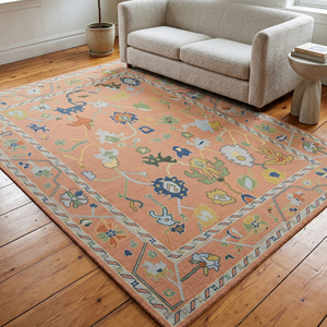 Alfombra de Lana de Lujo Tejida a Mano con Diseño Floral Clásico, Pelo Plano de Grosor Medio, Alfombra Decorativa para Sala de Estar y Dormitorio - Product Image 2