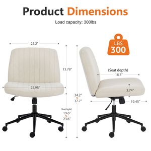 Sedia da ufficio senza braccioli in tessuto Beige con girevole regolabile e comodo schienale per l'home Office - Product Image 4