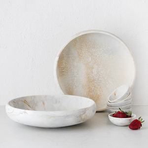 Nouvelle assiette à manger en résine réutilisable de luxe, vaisselle ronde à la main en marbre à texture tourbillon, couverts en résine époxy de qualité supérieure - Product Image 6