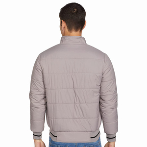 URBANGAZER Men's Gray Thick High Street Puffer Jacket Stand Collar <b>Covered</b> <b>Button</b> Closure Cotton Filling Woolen Fabric Winter - Product Image 3