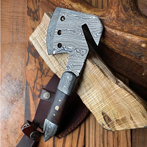 Custom Full Tang Damascus Steel Hunting Camping <b>Bearded</b> Axe Micarta Handle Tomahawk Real Hatchet with Leather Sheath, Ideal Gift - Product Image 6