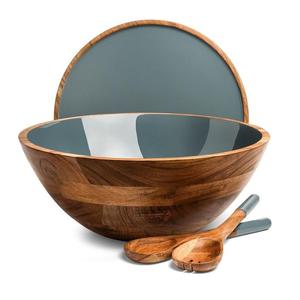 Bol en bois rond multi-usages, écologique, solide, pour salade, fruits, soupe, riz, ustensiles de cuisine en bois - Product Image 3