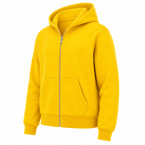 High Quality Men Zip Hoodie Full Zipper Fleece Hooded Sweatshirt Split Pouch Pocket Plain Solid Color Casual Custom Zip Hoodie - Product Image 5