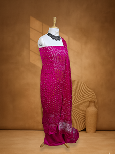 Pure Dupion Silk Handcrafted Bandhani Suit for Women Traditional and Festive Wear - Product Image 5