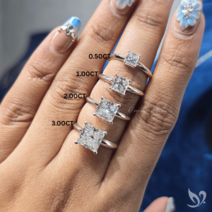 Bague de fiançailles et de mariage solitaire en or massif 10K, avec diamant de laboratoire taille princesse audacieuse à tige fendue, 3 carats, certifiée IGI, tendance - Product Image 6