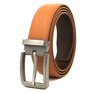 Cinturón de Cuero Genuino para Hombre, Color Sólido, Hebilla de Acero Rectangular, Estilo Casual, Duradero - Product Image 1