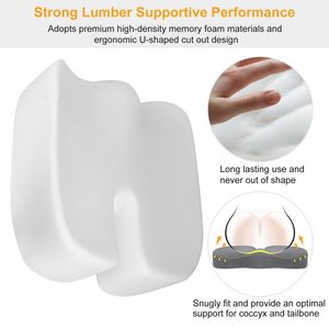 Coussin orthopédique en mousse à mémoire de forme pour le coccyx, soutien de la hanche et du coccyx, pour chaise de bureau et siège de voiture - Product Image 2