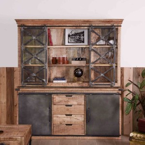 Vandana Autumn Style Large metal, glass and wood <b>sideboard</b> Character 180cm - Product Image 1