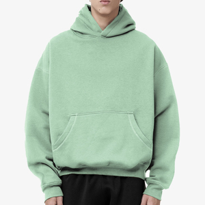 Sweat-shirt à capuche oversize pour homme, couleur unie, en molleton, style streetwear décontracté, pour l'automne, avec poche verte, coupe classique - Product Image 1