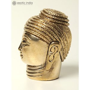 2 Inches Small Size Brass <b>Buddha</b> <b>Head</b> Elegant Sculpture for Gifting, Home Decor and Temple Made In India - Product Image 4