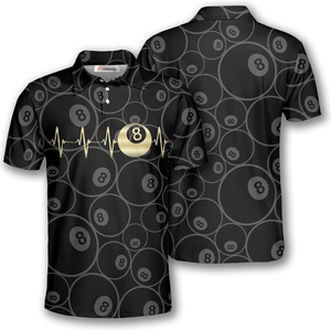 Camiseta Polo de Billar para Hombre, Negra, Manga Corta, Diseño Estampado de Tiburón de 9 Bolas, Secado Rápido, Ropa Deportiva Informal - Product Image 4