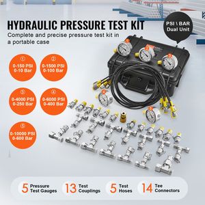 Kit Idraulico per Escavatore con 5 Manometri, 13 Raccordi, 14 Connettori a T, 5 per Test di Pressione - Product Image 1