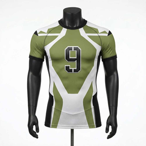 เสื้อฟุตบอลซับลิเมชั่นสำหรับผู้ชาย สีเขียว ขาว ดำ เบอร์ 9 ทรงพอดีตัว แขนสั้น ระบายเหงื่อได้ดี ผ้าตาข่าย เหมาะสำหรับฤดูร้อน ชุดกีฬาสำหรับผู้ใหญ่ - Product Image 1