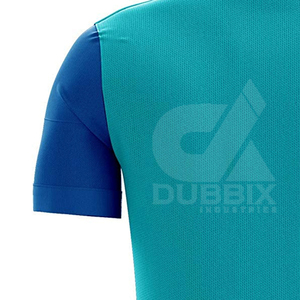 เสื้อกีฬาแขนสั้นสีฟ้าอมเขียวแบบกำหนดเอง ระบายอากาศได้ดี แห้งเร็ว เหมาะสำหรับการฝึกซ้อม ชุดทีม รับผลิตตามแบบ (OEM) ขายส่ง - Product Image 3