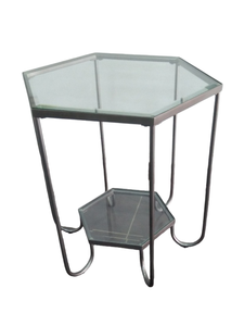 Table d'appoint pour chambre et salon, plateau en verre, design rond, table à manger moderne - Product Image 3