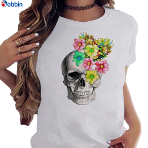T-shirt unisexe d'été blanc pour fille, haut décontracté respirant avec imprimé graphique, motif rose et papillon, modèle basique - Product Image 4