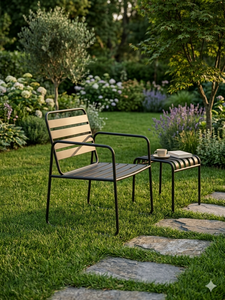 Hot Sale Promotion Modern Steel Outdoor Patio Chair Weather Resistant Metal Frame <b>Seating</b> for Garden Balcony Backyard Porch Pool - Product Image 2