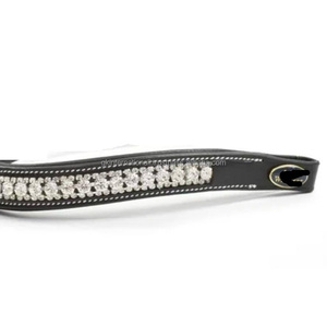 Diadema de cuero acolchada para caballo, tamaño full cob, con cadena metálica incrustada de cristales florales blancos personalizados. - Product Image 6