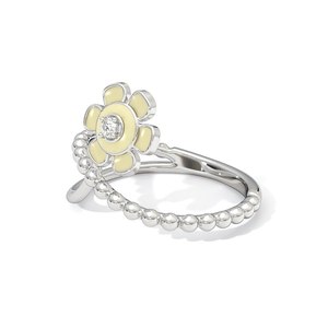 925 Sterling Silver Minimalist Daisy Flower <b>Ring</b> with Natural Diamonds | Floral <b>Adjustable</b> <b>Ring</b> for Women | Fine Jewelry Gift - Product Image 3