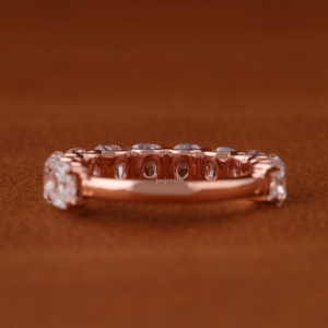 Anillo de Eternidad con Diamantes Cultivados en Laboratorio con Corte Cojín, Anillo de Boda de Oro Rosa de 14K, Anillo de Aniversario, Anillo de Diamantes Apilable para Mujer - Product Image 6