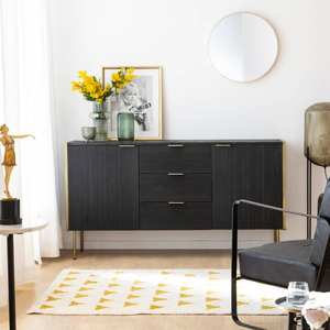 Aparador Vandana Prime Falcon de madera de mango y metal dorado - Product Image 2