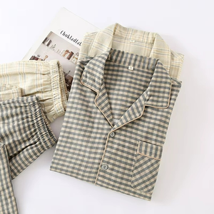 <b>Men's</b> Two-Piece Casual Sleepwear <b>Set</b> Breathable 100% Cotton Plaid Pattern <b>Pajama</b> <b>Set</b> Soft and Smooth <b>for</b> Summer-Wholesale Prices - Product Image 2