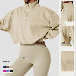 2026 Women Workout Fitness Sports Sweater Outdoor Running Zipper Hoodie Crop <b>Top</b> Quick Dry Sports Yoga <b>Coats</b> - Product Image 4