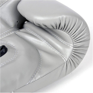 <b>Silver</b> PU Boxing <b>Gloves</b> with Velcro Closure for Adults Sparring Training Gear - Product Image 5