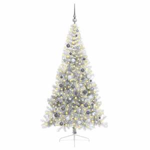 Albero di Natale Artificiale Pre-Illuminato in PET da 210 cm, Alberi di Natale Argentati - Product Image 3