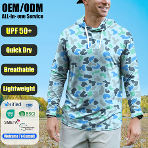Vêtements de pêche unisexes grande taille confortables pour l'extérieur, protection UPF 50+, imperméables, coupe-vent, respirants, séchage rapide, fermeture avant - Product Image 1