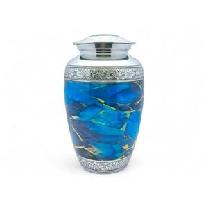 Blue Cremation Urn with Silver Bird Design <b>for</b> Adult Funeral Handicrafts Cremation Urns <b>For</b> <b>Keepsake</b> <b>Ashes</b> American Style Urn - Product Image 3
