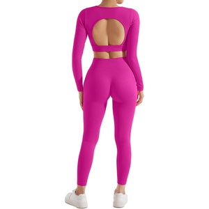 Conjunto de Yoga sin Mangas con Espalda Abierta, Diseño OEM, Leggings Moldeadores, Spandex/Nylon Elástico, Cintura Alta, para Entrenamiento, para Mujer - Product Image 4