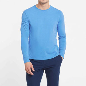Cotton Polyester T-<b>shirts</b> Wholesale Men T-<b>Shirt</b> Eco Friendly T-<b>Shirt</b> For Men's Full Sleeve Crew Neck Sky Blue <b>Colour</b> - Product Image 4