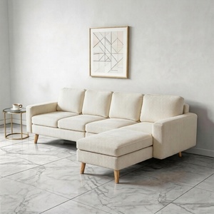 Sofá Seccional en Forma de L Tapizado en Corduroy Tradicional, Relleno de Espuma, Ecológico, Ideal para Espacios Pequeños, Sala de Estar - Product Image 5