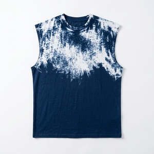 Heavyweight Cotton Tie Dye Tank <b>Top</b> Vintage Blue Snow Wash Muscle Tee Custom Private Label Streetwear 2026 - Product Image 5