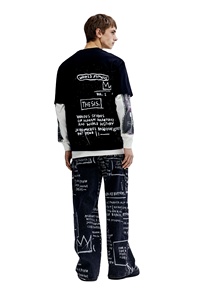 เสื้อยืดคอกลมแขนสามส่วนสำหรับผู้ชายเสื้อยืดฤดูร้อนย้อมพิมพ์ลายขนาดโอเวอร์ไซส์ผ้าฝ้ายแบบพอดีตัวสำหรับ100% - Product Image 4