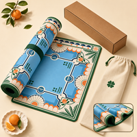 Tapis de Mahjong Américain Personnalisé de 33 Pouces en Néoprène Premium Antidérapant et Réducteur de Bruit, Housse de Table Décorative au Design Tropical Original, OEM ODM
