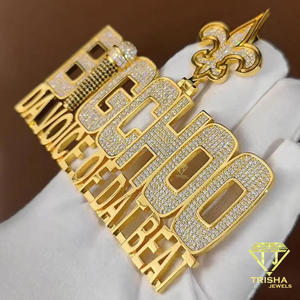 Custom Hip Hop Name Pendant <b>Iced</b> <b>Out</b> Lab Grown Necklace Gold Plated Bling <b>Chain</b> Luxury Jewelry for Men Women - Product Image 5