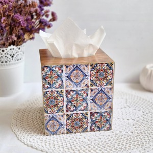 Caja de pañuelos de madera impresa a todo color, vibrante, para embalaje creativo de marca, caja de accesorios al por mayor - Product Image 5
