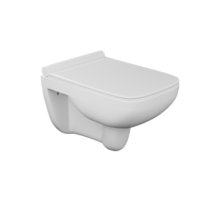 Inodoro de cerámica de una pieza suspendido en la pared con sifón en P, descarga ciclónica, taza sin borde, cierre lento, moderno, ecológico, para baño, villa, escuela - Product Image 3