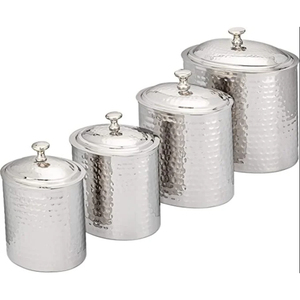 Hammered Copper Plated 3 Piece Canister Set Airtight <b>Kitchen</b> Food <b>Storage</b> <b>Containers</b> For Flour Sugar Coffee Tea Reasonable Price - Product Image 6