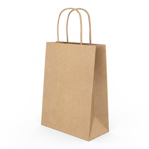 Personnalisation possible pour des sacs en papier kraft écologiques de style classique avec poignées pour les achats et l'emballage de plats à emporter - Product Image 1