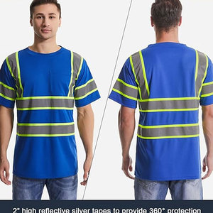 Custom Safety High Visibility Reflective Safety Night Duty Working Short Sleeve Safety High <b>Vis</b> <b>T</b> <b>Shirt</b> For Day Night Work - Product Image 6