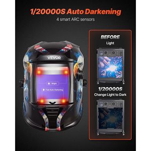 Casco per saldatura auto-oscurante 10x8 cm True Color a energia solare con 4 sensori di arco, ampia scala di oscuramento 1/1/1/1 - Product Image 3