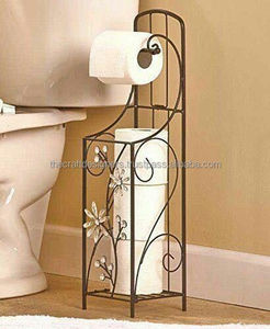 Porte-papier toilette sur pied en fer forgé, conçu pour les maisons de luxe, offrant une résistance durable et une élégance accrue à la salle de bain - Product Image 2