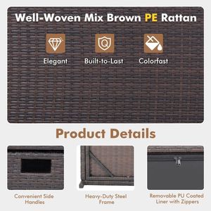Contenitore portaoggetti da esterno in vimini con rivestimento interno con cerniera per una conservazione resistente alle intemperie - Product Image 5