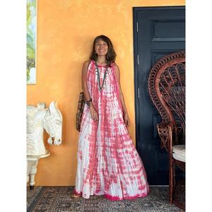 Women <b>Boho</b> Tie Dye Cotton Maxi <b>Dress</b> Sleeveless Round Neck Loose Fit Casual <b>Summer</b> Long <b>Dress</b> - Product Image 5