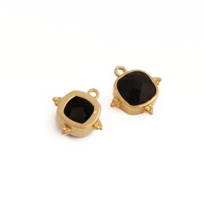 Wholesale <b>Cushion</b> Black Onyx Gemstones Handmade Gold Plated Bezel Set Charm Pendant - DIY Making Fashion Jewelry - Product Image 2
